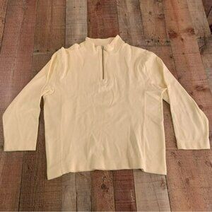 White Stag pale yellow textured quarter zip top large